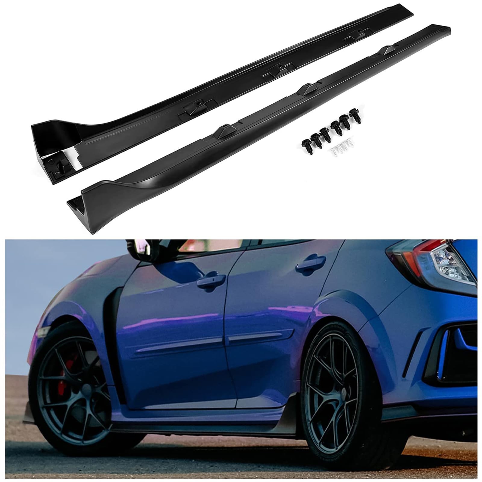 KUAFU Side Skirt Extension Replacement Compatible with 2016-2021 Honda Civic ...