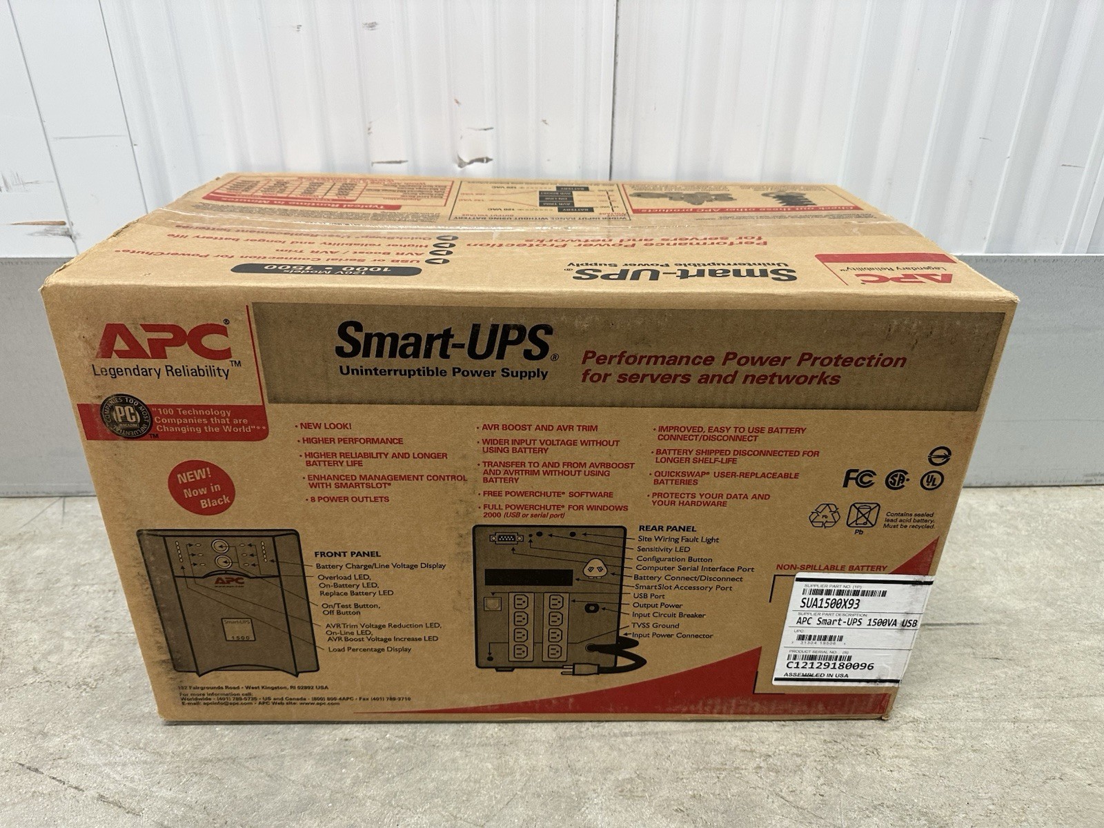 APC Smart UPS 1500VA 980W SUA1500X93 120V SHIPBOARD