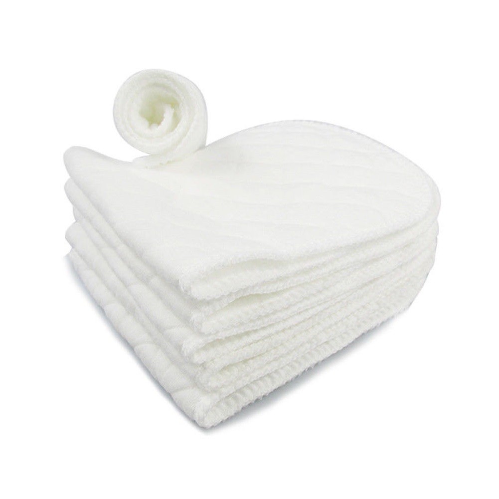 5Pcs Cotton Cloth Baby Diapers Inserts Liners 3 Layers Reusable Newborn Nappy E