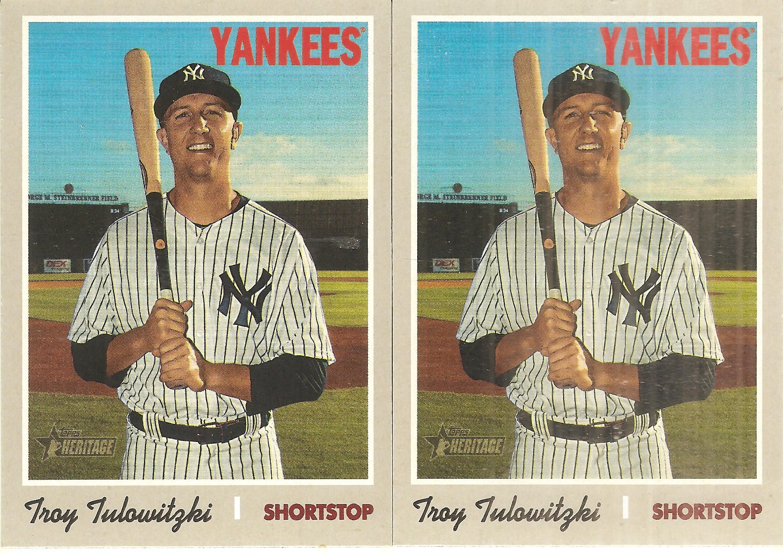 2 CARD 2019 TOPPS HERITAGE TROY TULOWITZKI BASEBALL CARD LOT