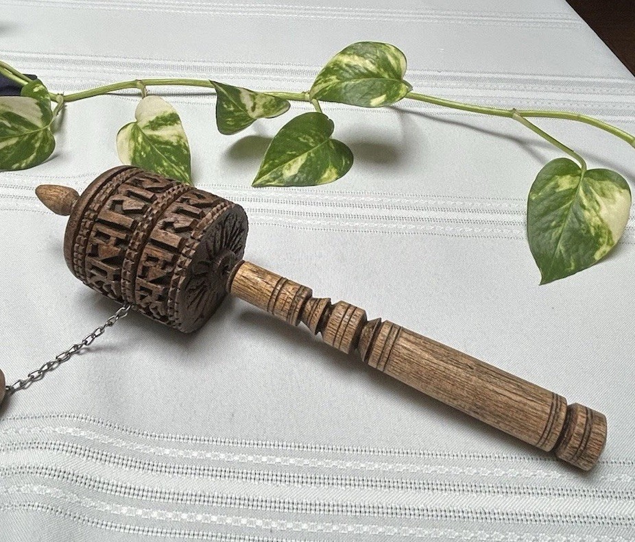 Vintage Tibetan Prayer Wheel  With Original Mantra Scroll Inside From India