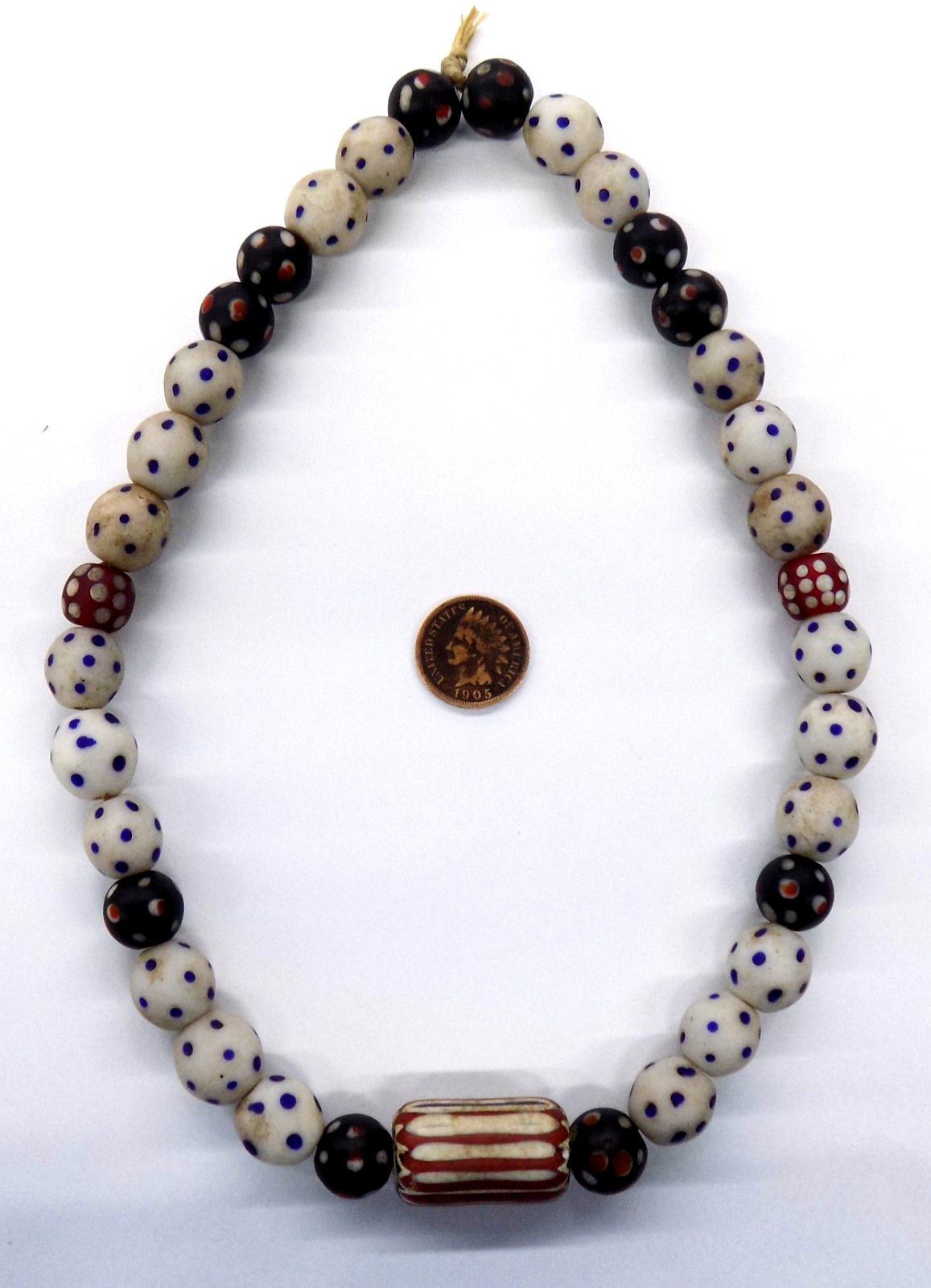 Strand 3 Colors Skunk Eye Beads w/ Original Venetian Chevron G42 Bin W14