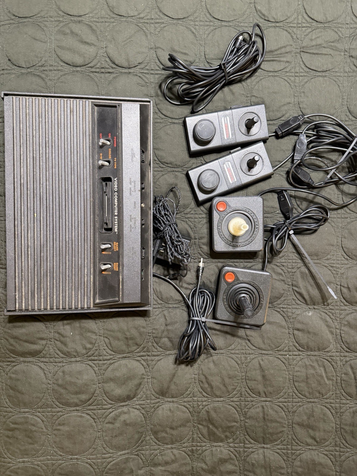 Atari 2600 Console with Joystick & Paddle Controllers, 30+ Game Cartridges Lot