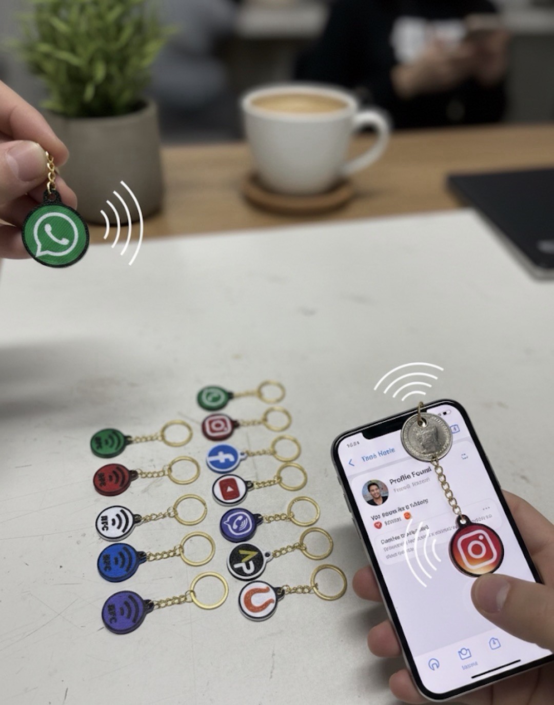 NFC Key Fob 3D Printed Smart Tag - Programmable Social Media Business Card 25mm