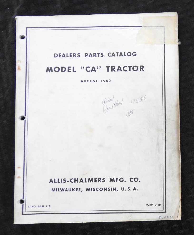 ORIGINAL 1960 ALLIS CHALMERS MODEL "CA" TRACTOR PARTS CATALOG MANUAL NICE SHAPE
