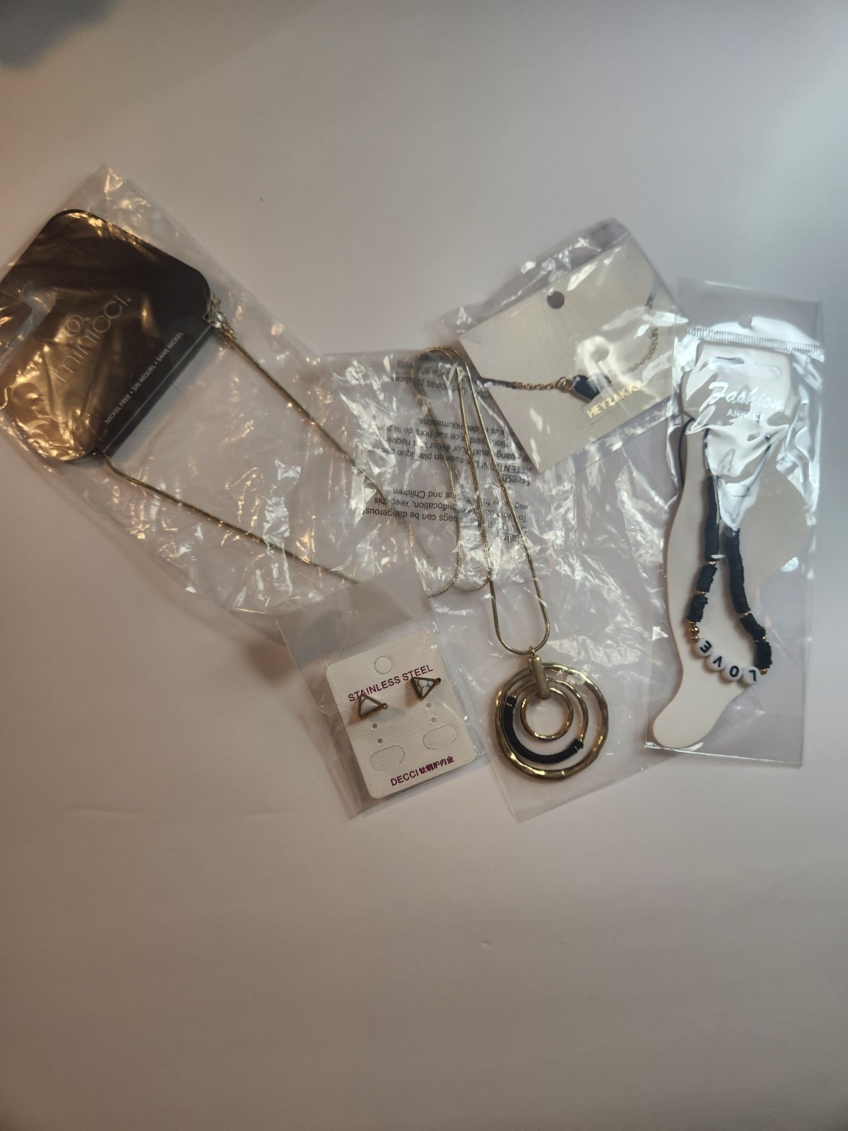 A Black & Gold Moment Mixed Jewelry Bundle Anklet  Bracelet Necklace Earrings 