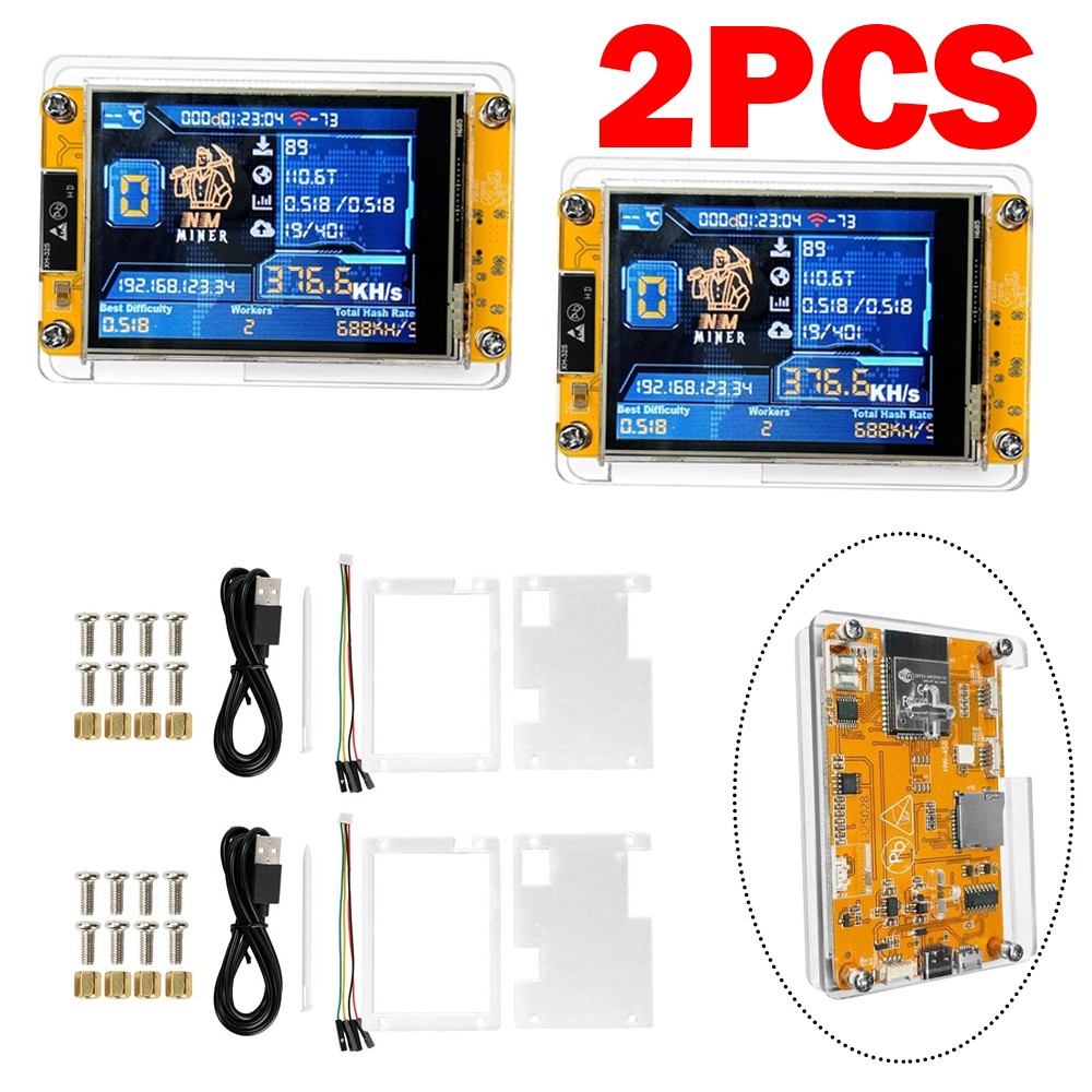 2PCS ESP32 2.8" Board 1060KH/s for NMMiner NerdMiner Hashrate BTC Mode Lottery