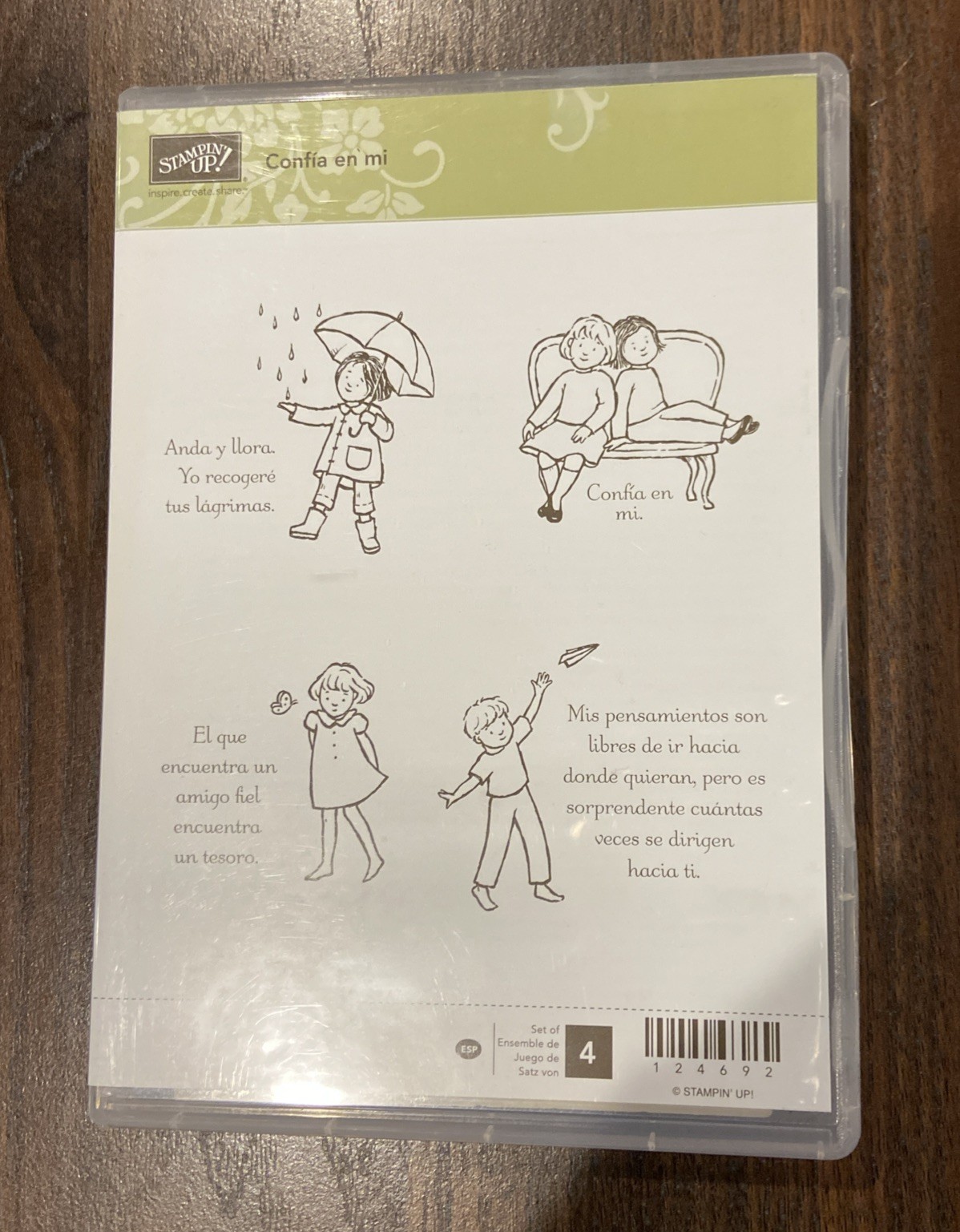Stampin UP! Confia en mi” Lean on Me” set of 4 stamps, Rare Find, Spanish.