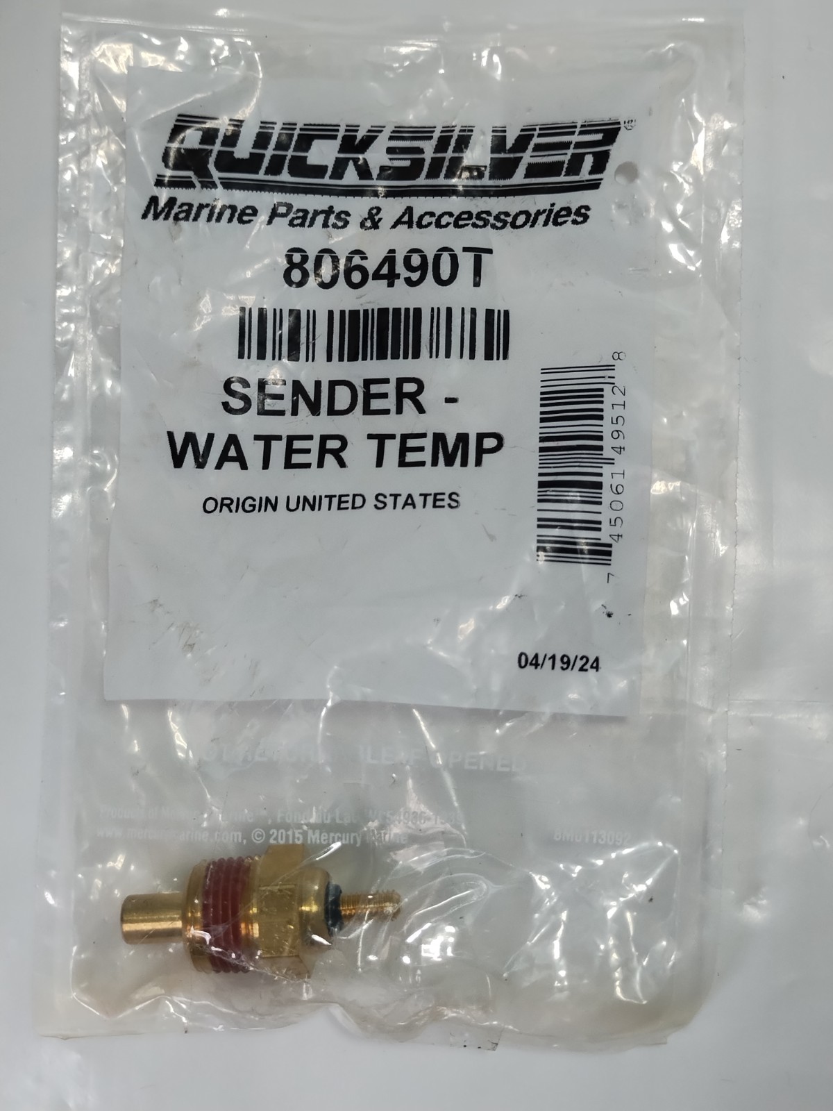 Quicksilver 806490T Engine Water Temperature Gauge Sender for MerCruiser Engines