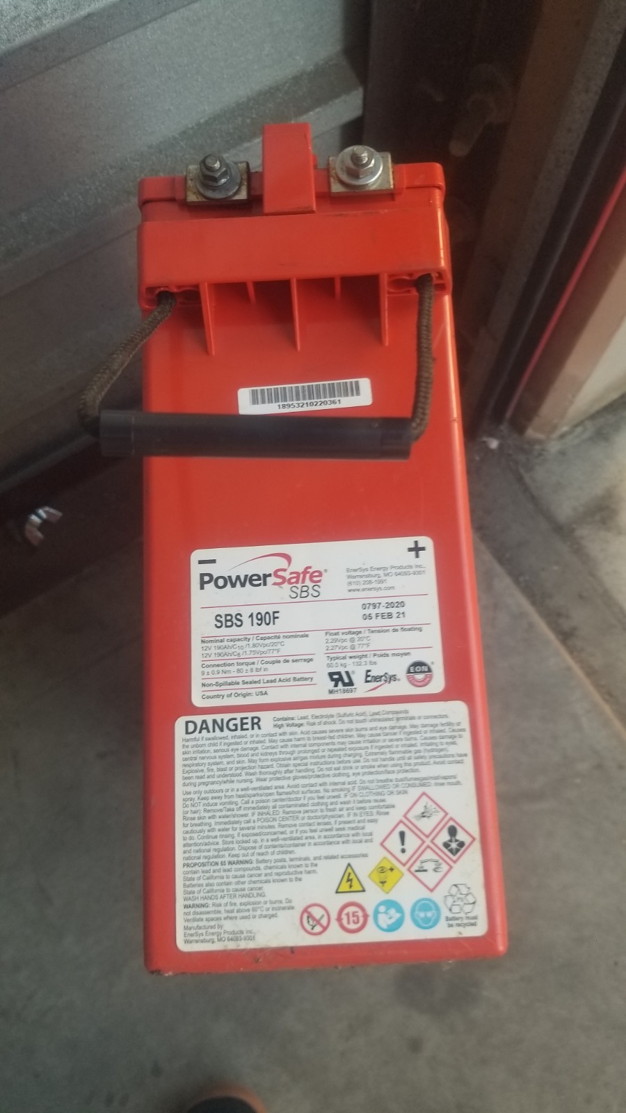 (1-Battery) PowerSafe SBS 190F Batteries 12V 190 Ah Front Terminal Battery