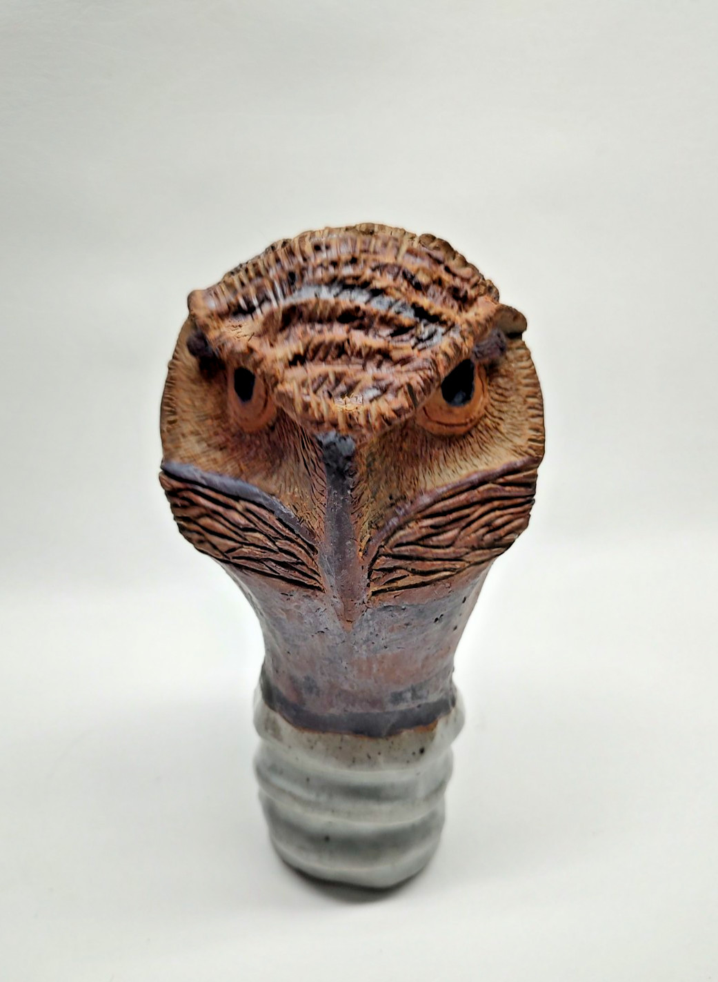 Vintage Art Pottery Owl Figure Sculpture Studio Piece Signed 6-1/2"