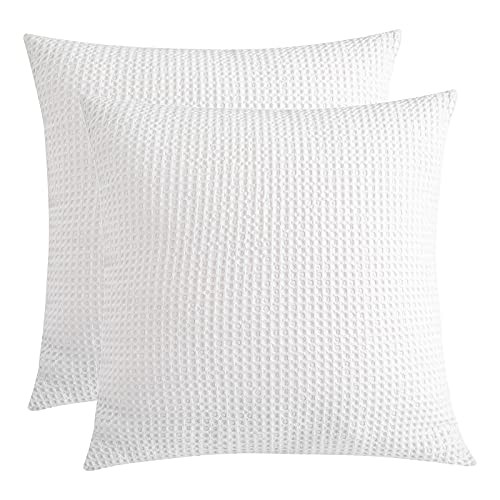  Waffle Weave Euro Shams Set of 2 Euro Throw Pillow Covers 26*26 Lvory White