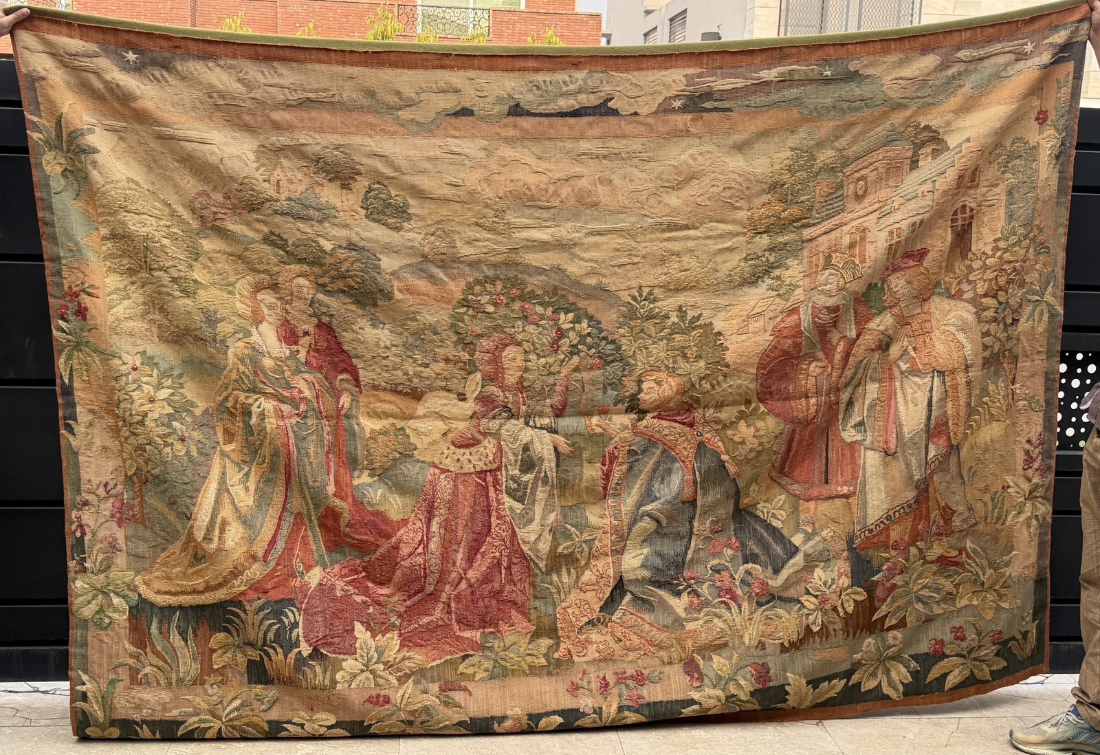 Antique 18th Century French Figurative Aubusson Hand Woven Tapestry 190 X 275 Cm