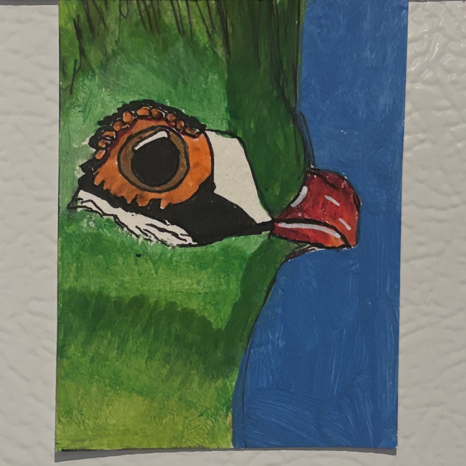 ACEO Original Artist Trading Multi Media Bird 2.5x3.5 On Watercolor Paper by KL