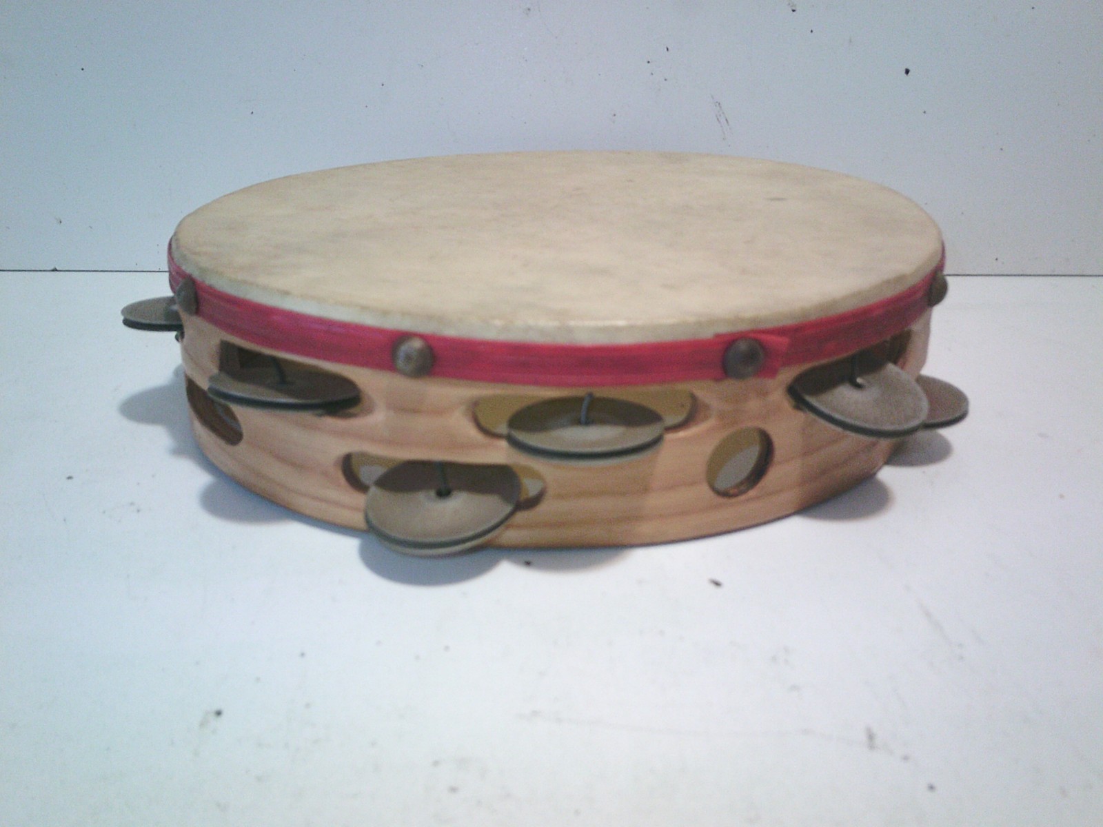 Vintage 10" Mexico Wood Tambourine Double 26 Jingles FREE SHIPPING