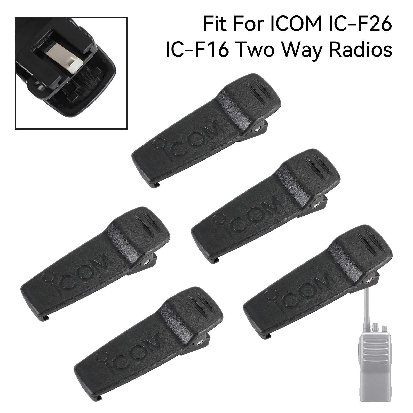 5X Back Pocket Clip MB-94 Belt Clip Fit For ICOM IC-F26 IC-F16 Walkie Talkie US
