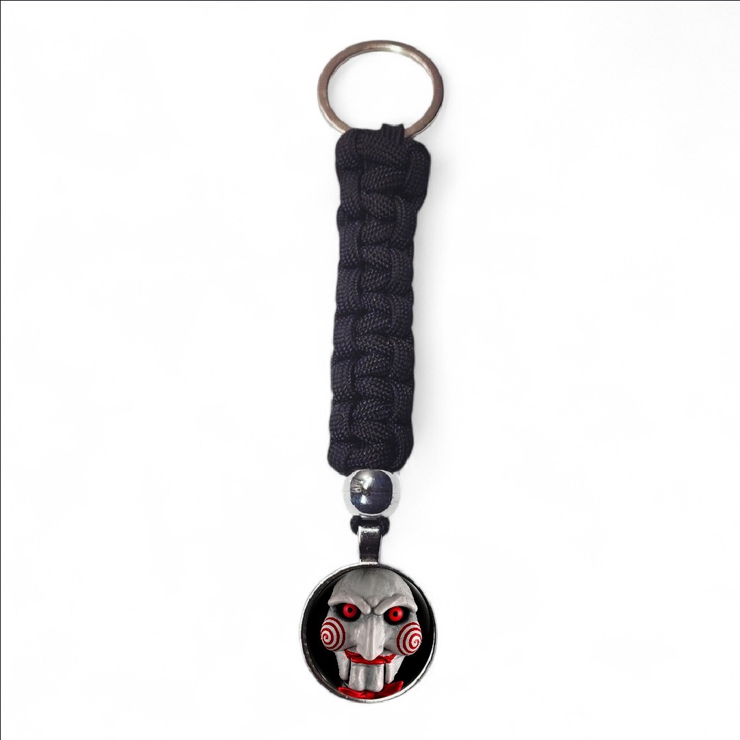 Saw Horror Movie Villain Jigsaw Keychain Backpack Luggage Purse Accessory 