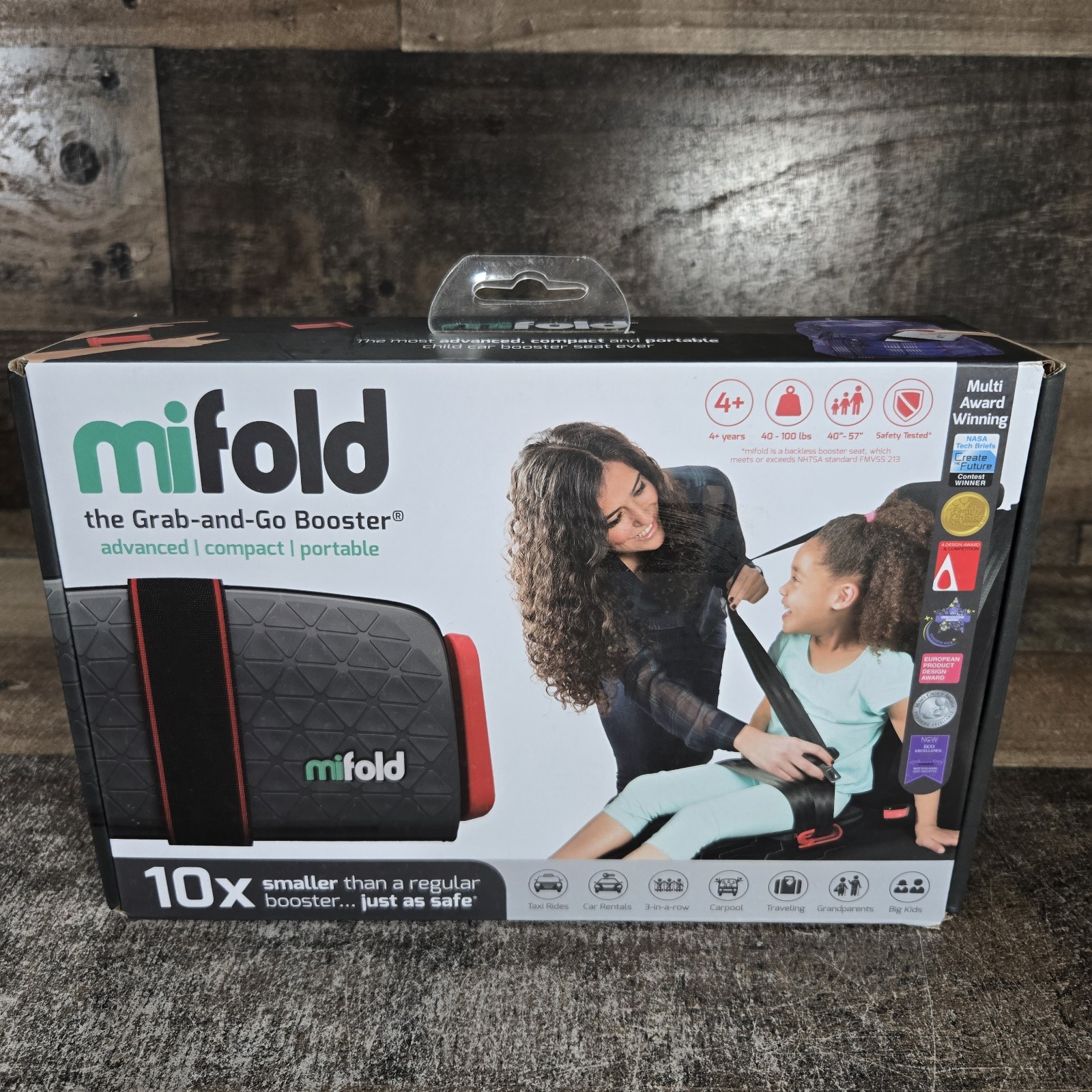 Mifold Grab Go Compact Car Booster Compact Travel 40-100lb Child Seat New