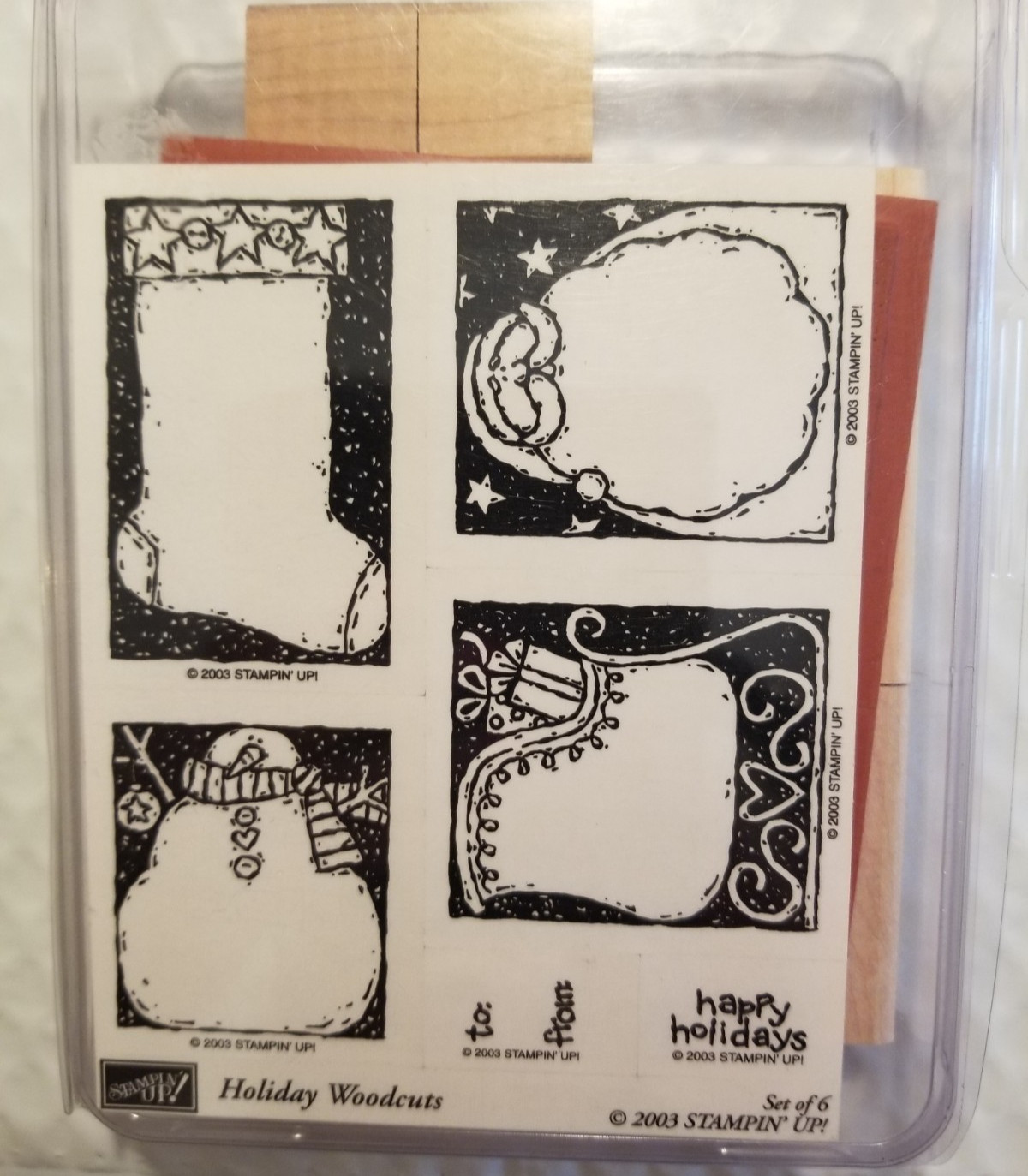 Stampin' Up Holiday Woodcuts Set of 6 New Retired 2003 Crafts Cards