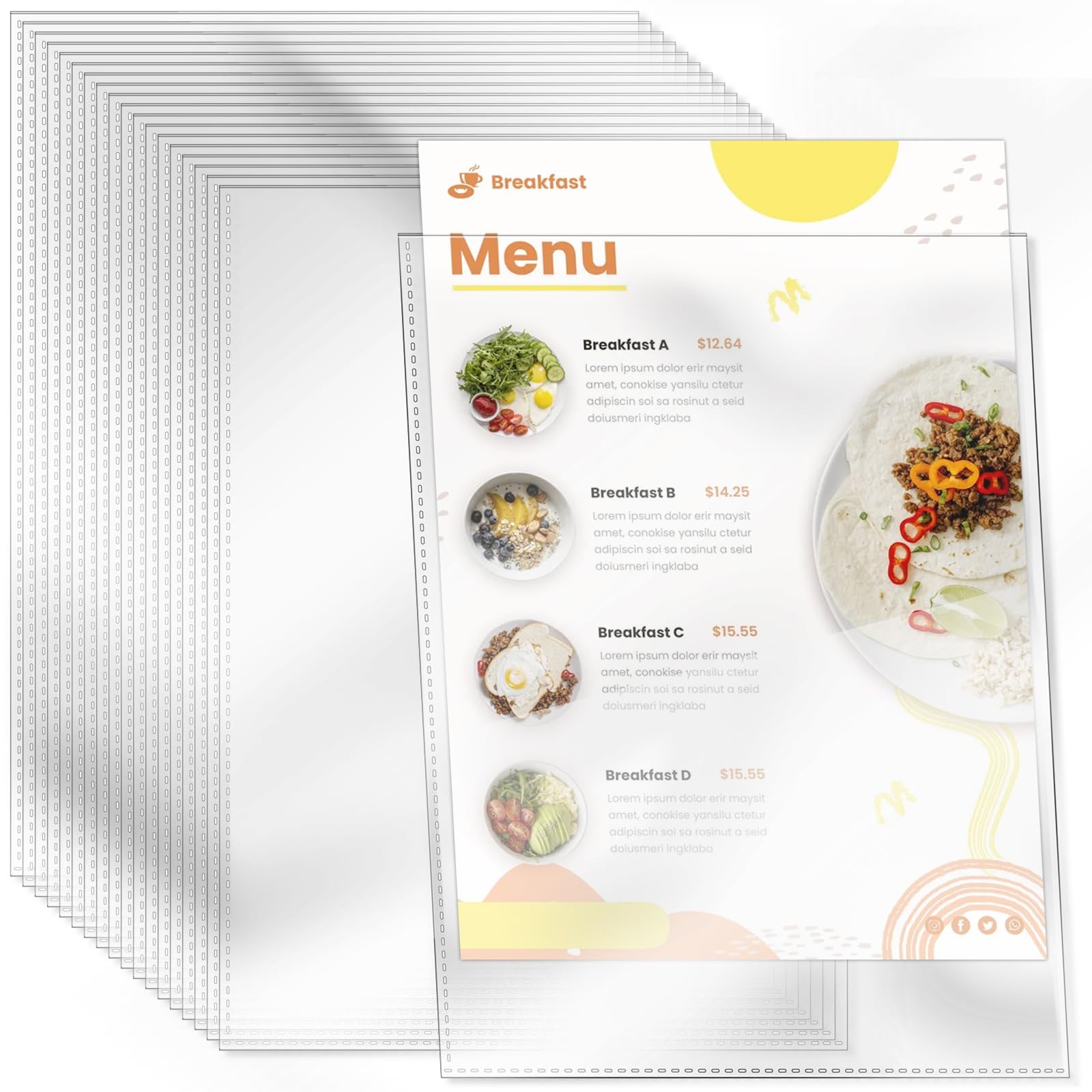 VOKOY 30 Pack No Holes Sheet Protectors, 8.5" x 11", Letter Size Heavy Clear 