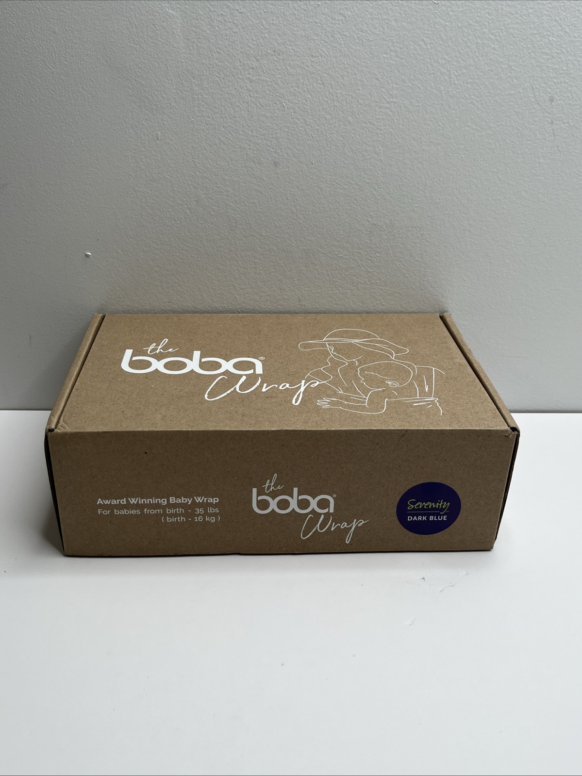 THE BOBA WRAP Baby Carrier Newborn Sling Up  35 lbs Serenity Dark Blue Open Box