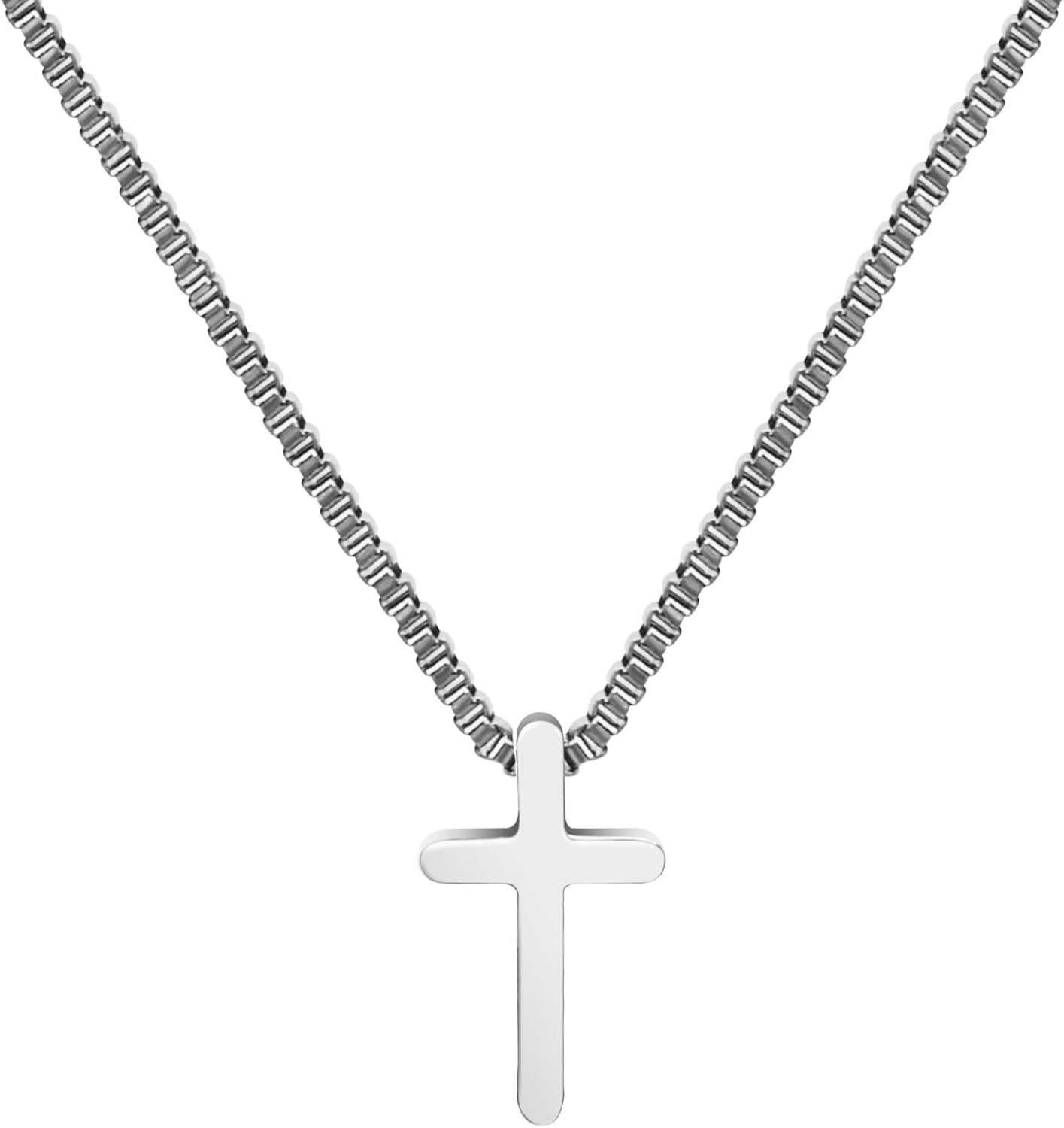 Crown Cross Necklace for Women, 14K Gold Silver Cubic Zirconia Crown Cross Neckl