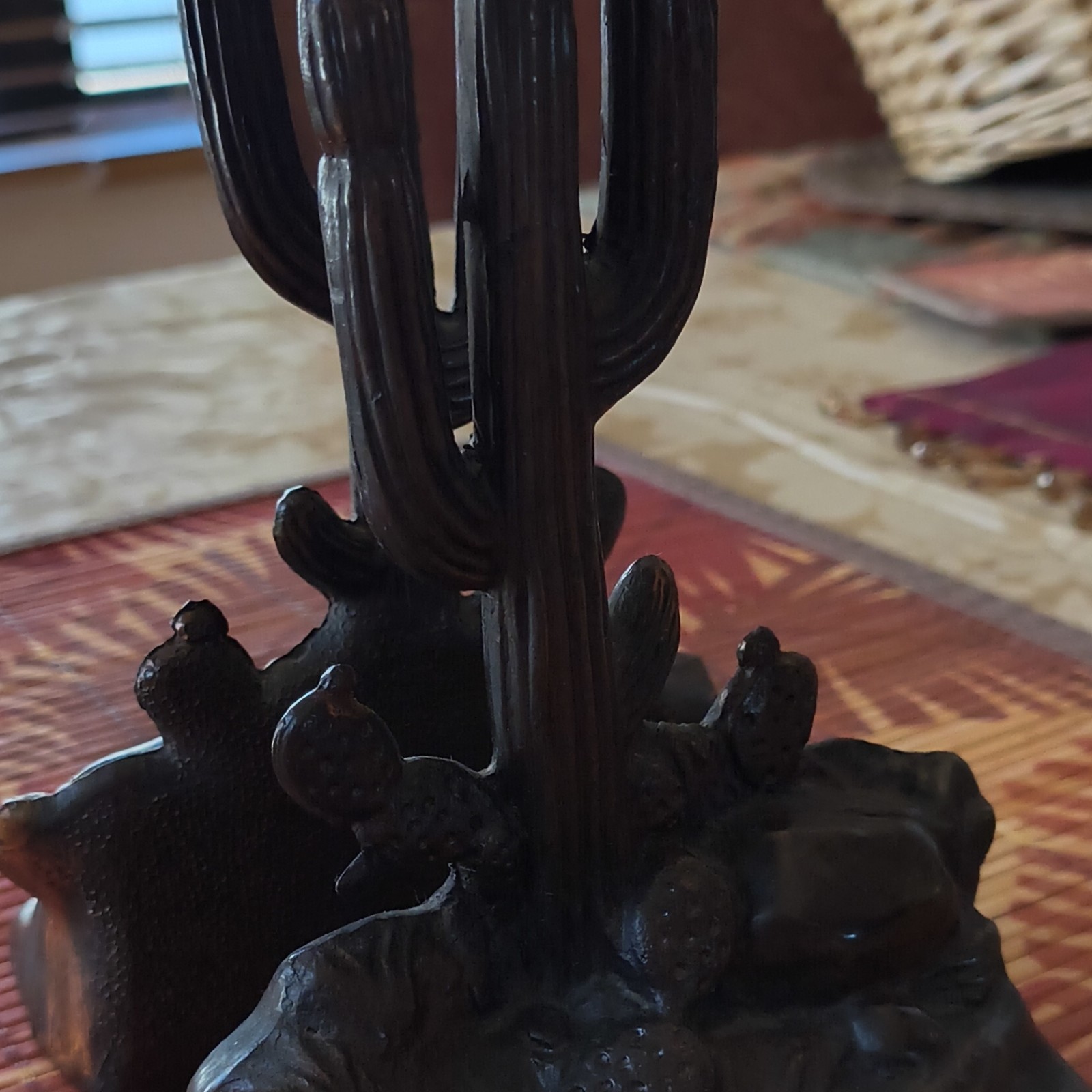 Metal Cactus Bookends Southwestern Desert Antique Finish 3D Effect Pair