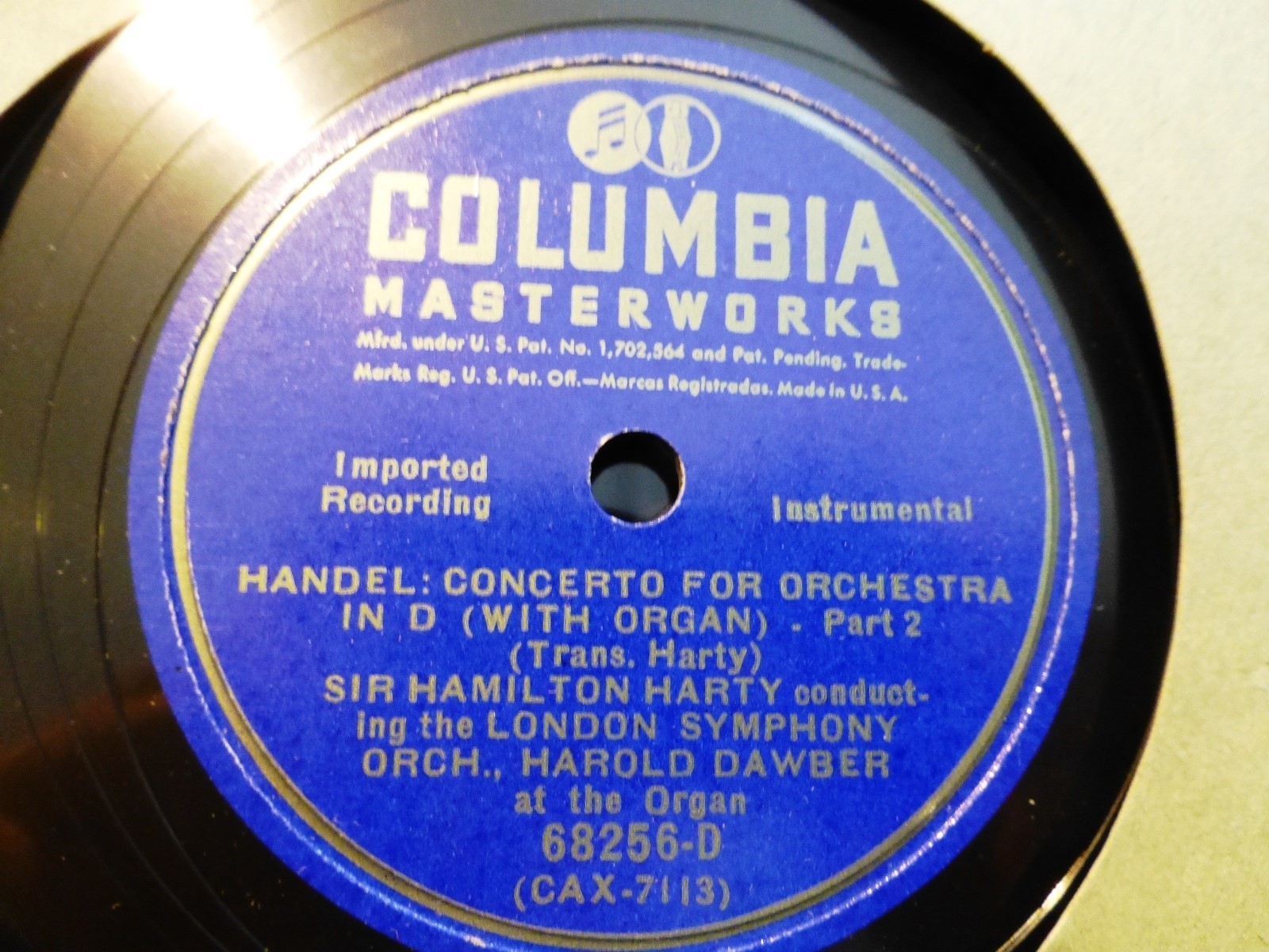 1927 Harold Dawber Organ Handel ORGAN CONCERTO Hamilton HARTY London Symph 78