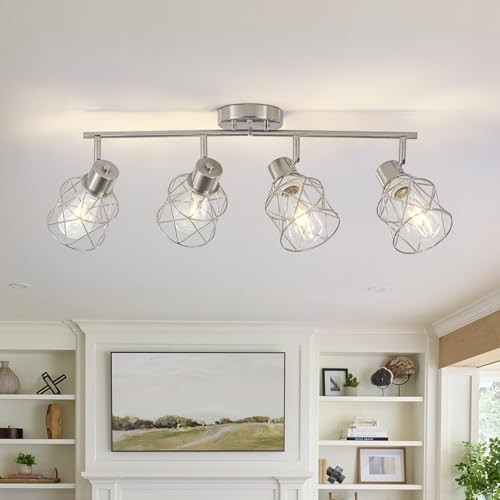  Adjustable Multi-Directional Light Fixtures, Semi Flush Mount Brushed Nickel