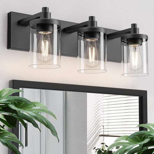 Bathroom Vanity Light, 3 Light Matte Black Vanity Light Fixture with 3-light