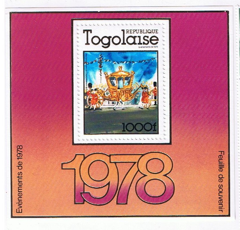 Stamps Togolaise 1978 25th Anniversary of Corontation QEII Souvenir Sheet