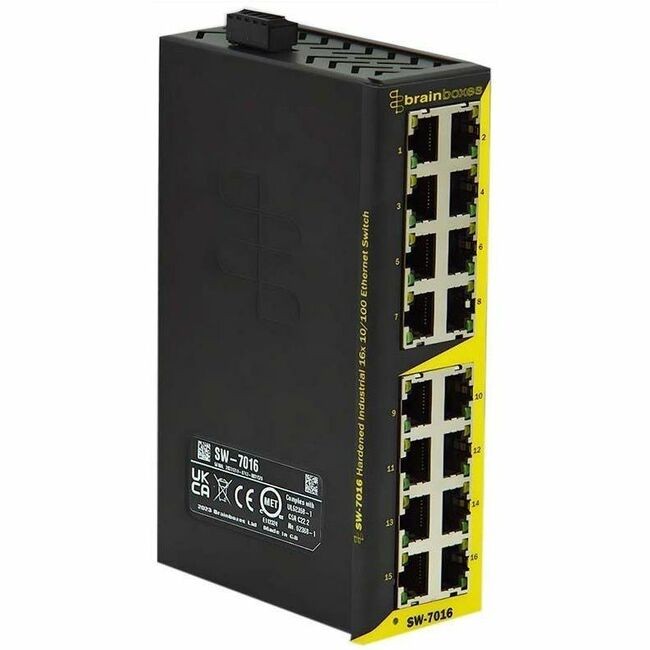 Brainboxes SW-7016 Hardened Industrial 16x 10/100 Ethernet Switch