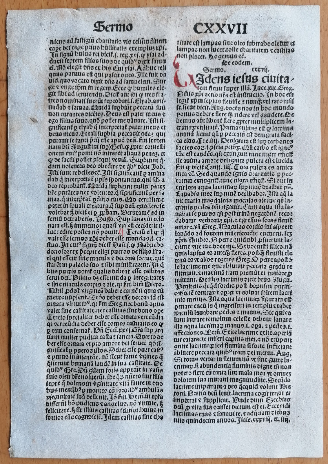 Decorative Rubricated Incunable Leaf Paratus Sermones Koberger (D) - 1496