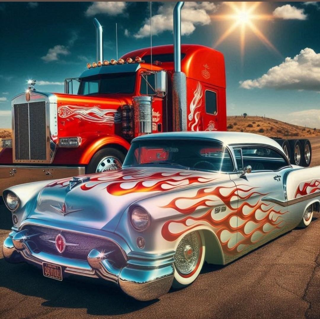 HOT ROD TRUCKER   POSTER   11 X 11 IN.