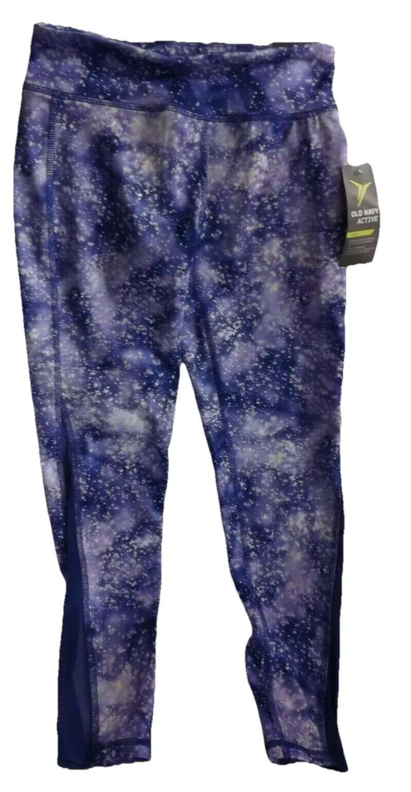 Old Navy Active Purple White Elastic Legging Pants Girls Size M (8)—NWT