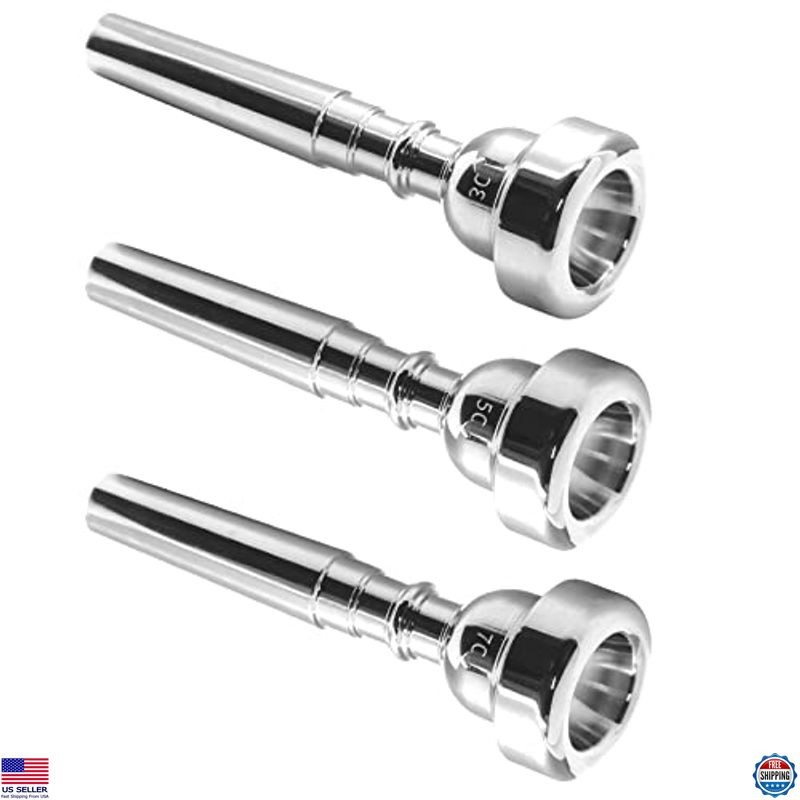 Biaungdo Silver Plated Trumpet Mouthpiece Set - 3 Pcs 7C, 5C, 3C for All Levels