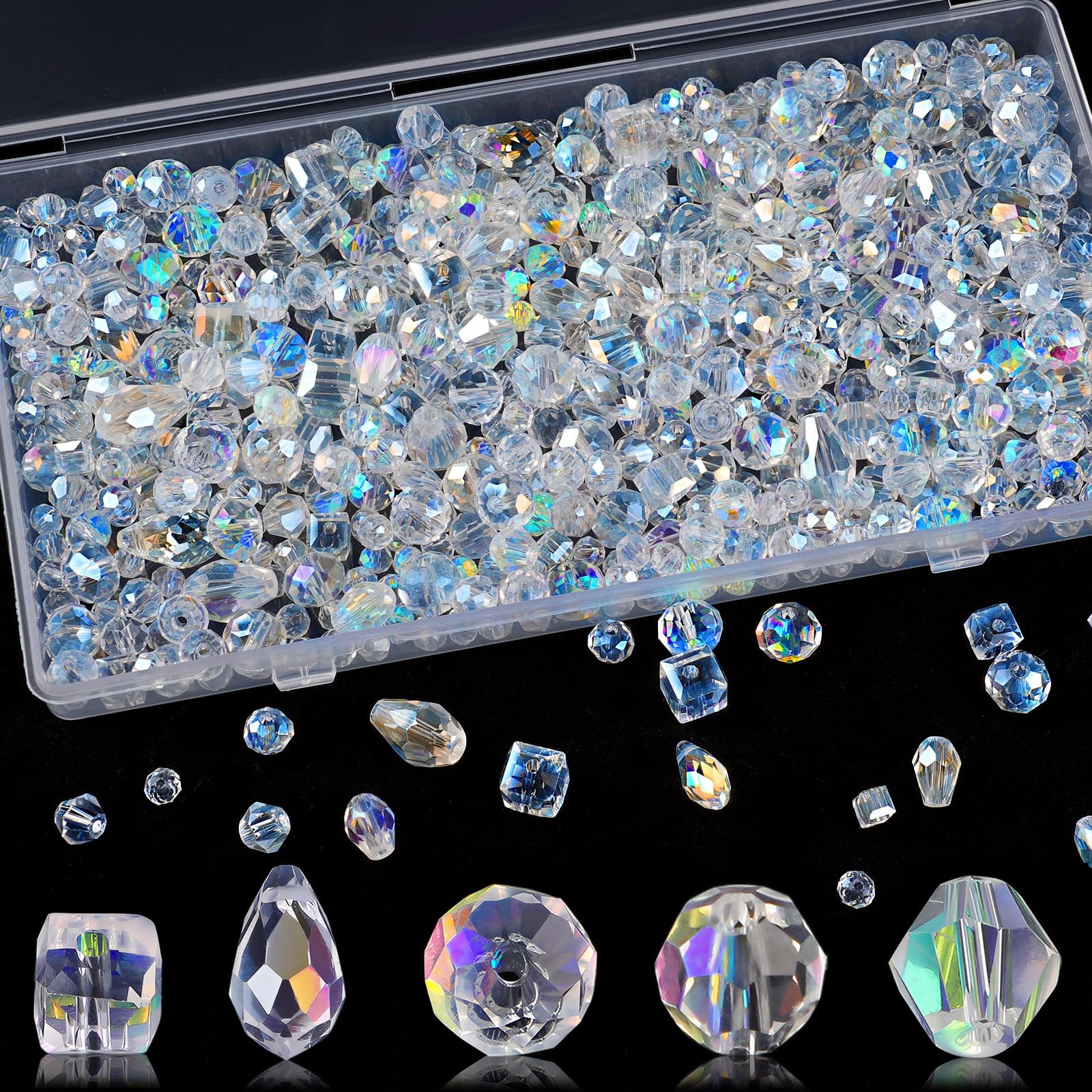 600 Pcs Crystal Glass Beads for Jewelry Making, with Small, AB 