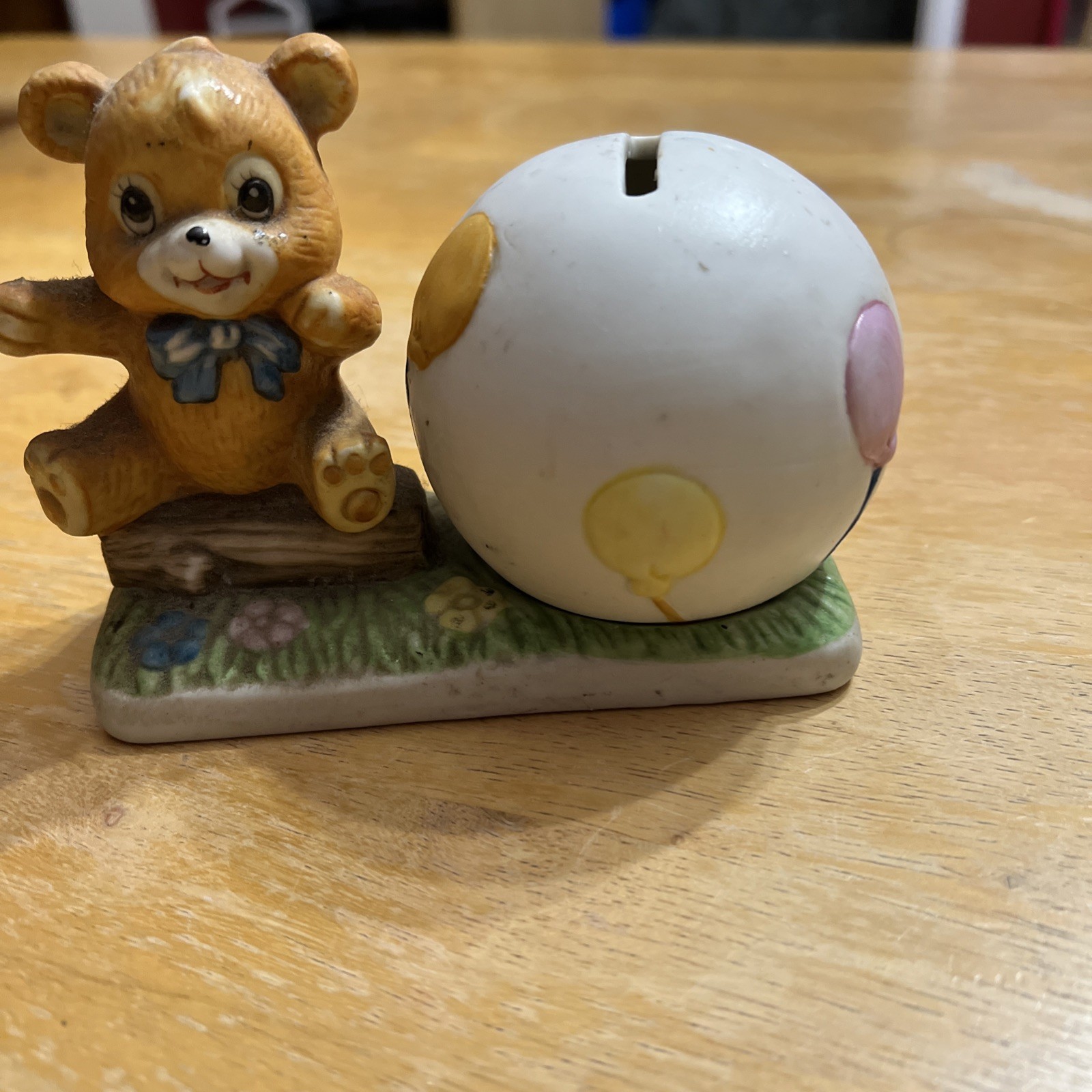 Vintage Child’s Ceramic Teddy Bear With Ballon’s Bank