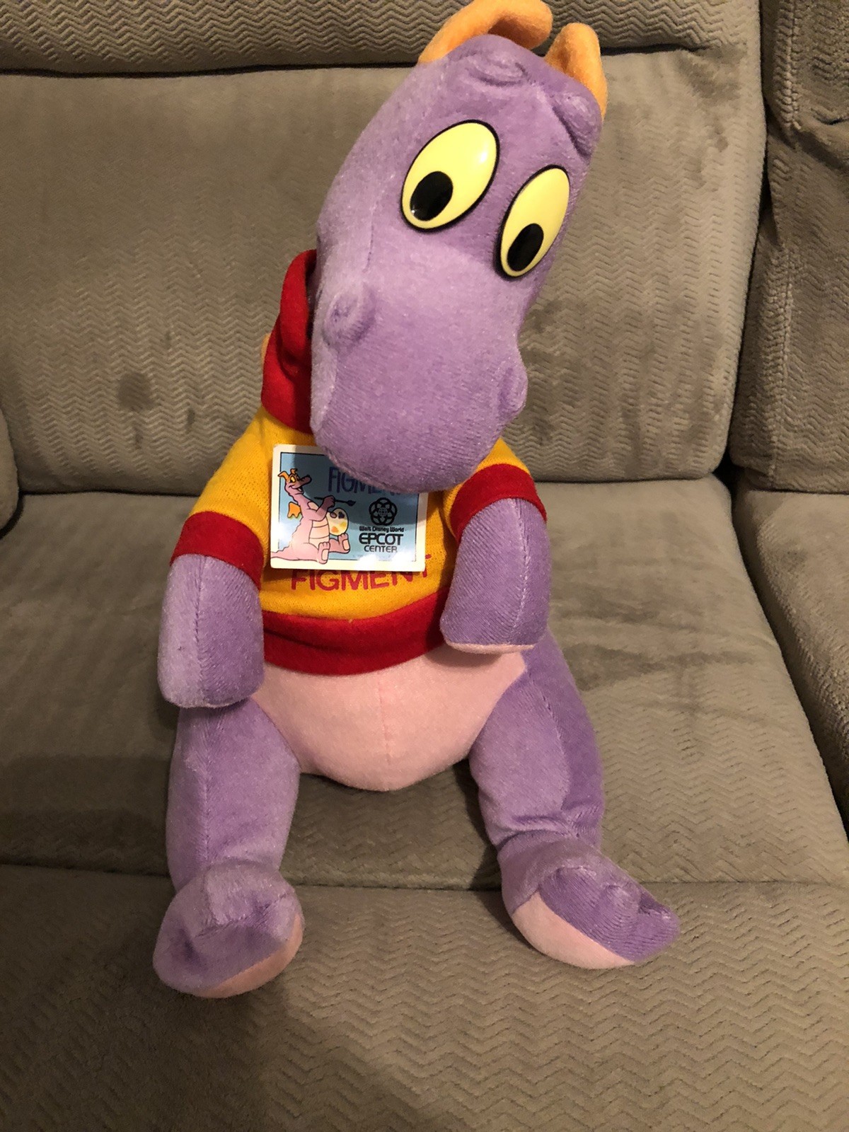 Vintage With TAG- FIGMENT Plush - 10" Purple Dragon from  Epcot 1982 Disneyland