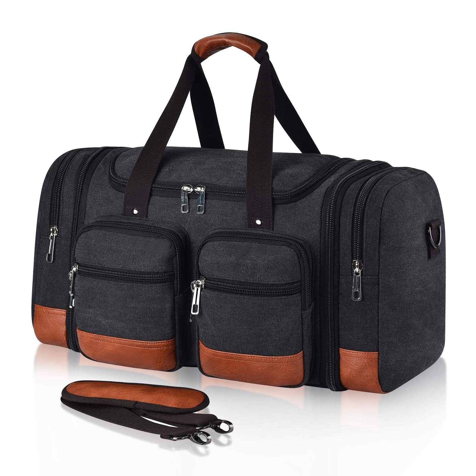 Canvas Duffle Bag For Travel, 50L Expandable Carry on Overnight Travel Duffel...