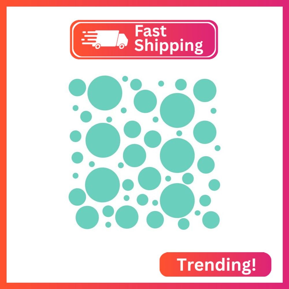 Set of 100 (Mint Green) Vinyl Wall Decals - Assorted Polka Dots Stickers - Remov