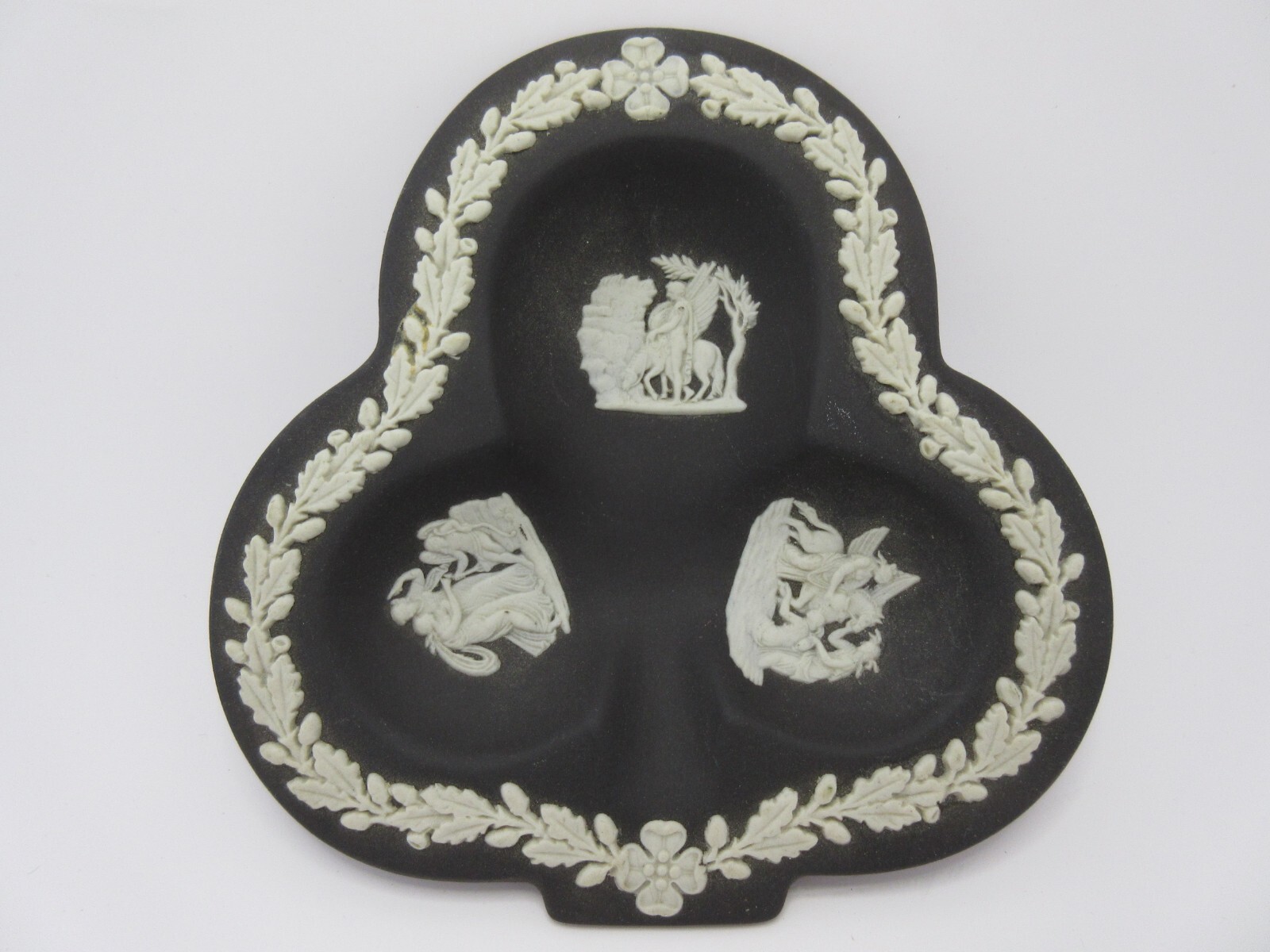 Old Vintage Wedgewood Black Jasperware Porcelain Ashtray