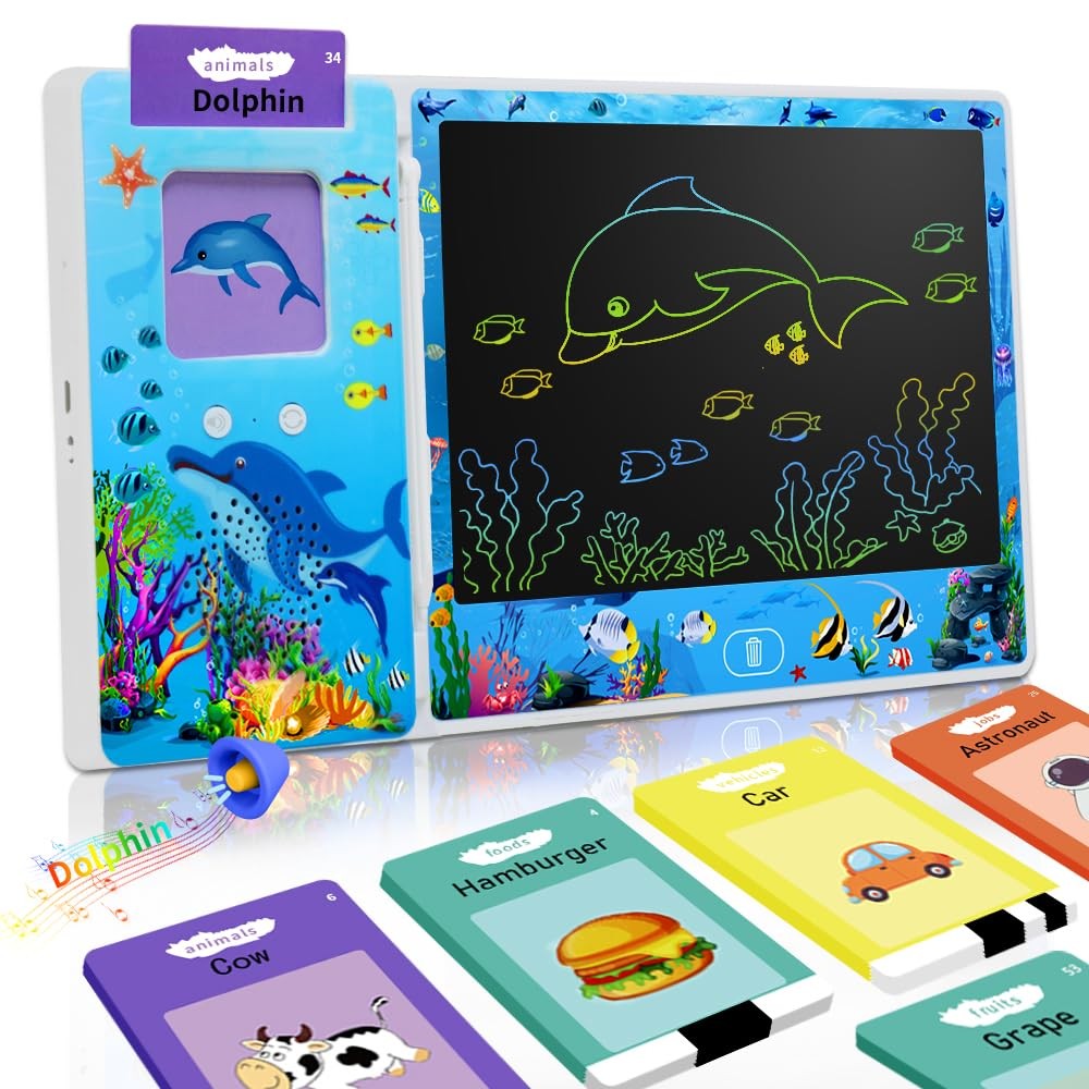 Talking Flash Cards with LCD Writing ,Speech Therapy Toys for Toddlers 3-6, T...
