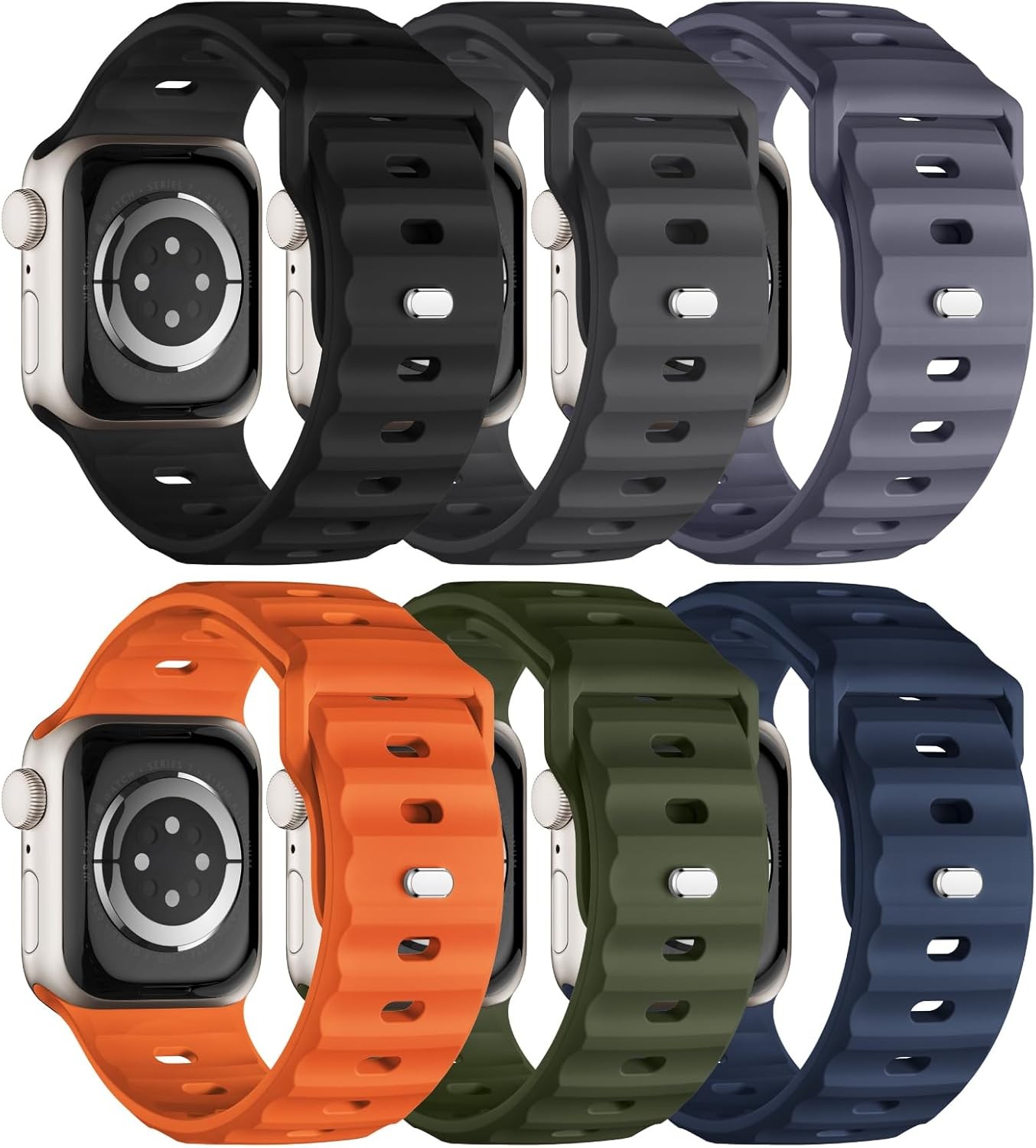 6-Pack Soft Silicone Strap Compatible with Apple Watch Ultra 49mm