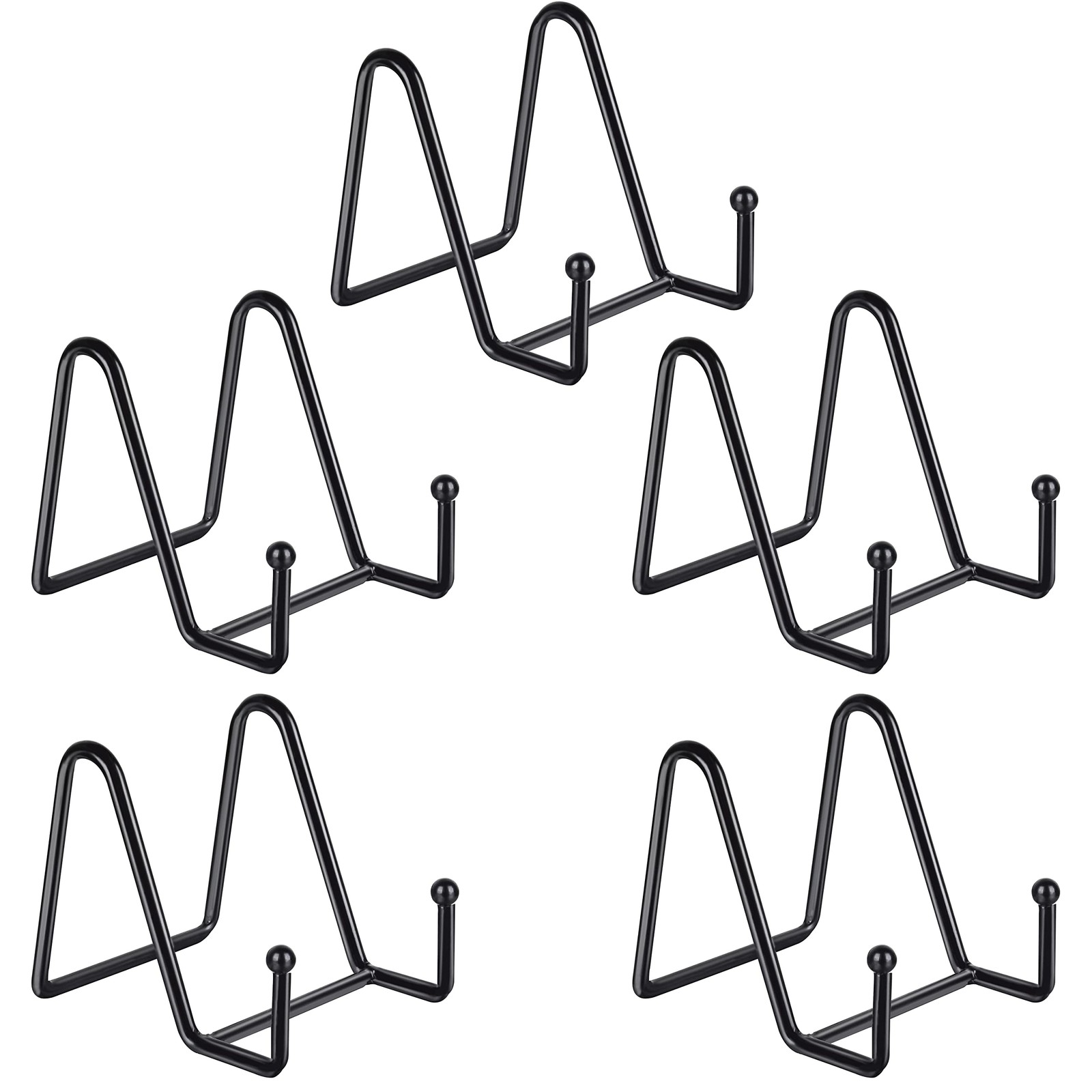 5 Pack 3 Inch Small Easel Metal Display Stands - Black Iron Plate Holder for ...