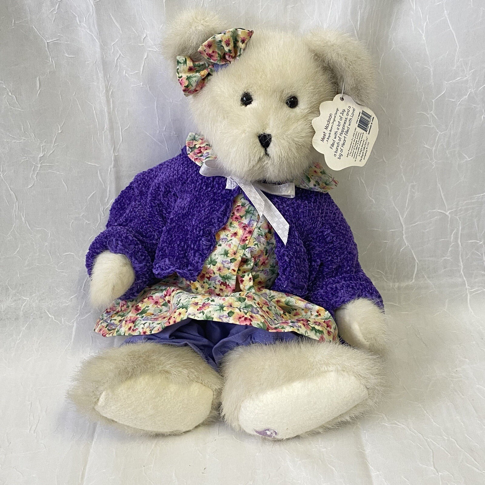 Boyds Bears Heart To Heart Friends Madison 902004 Bear Purple Floral Jointed