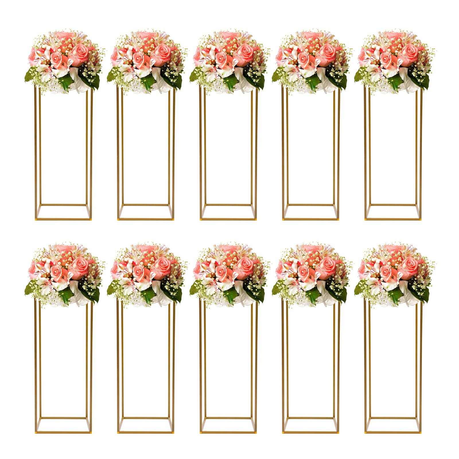 10PC 23.6 in Tall Gold Metal Flower Stand for Wedding Table Centerpieces Decor