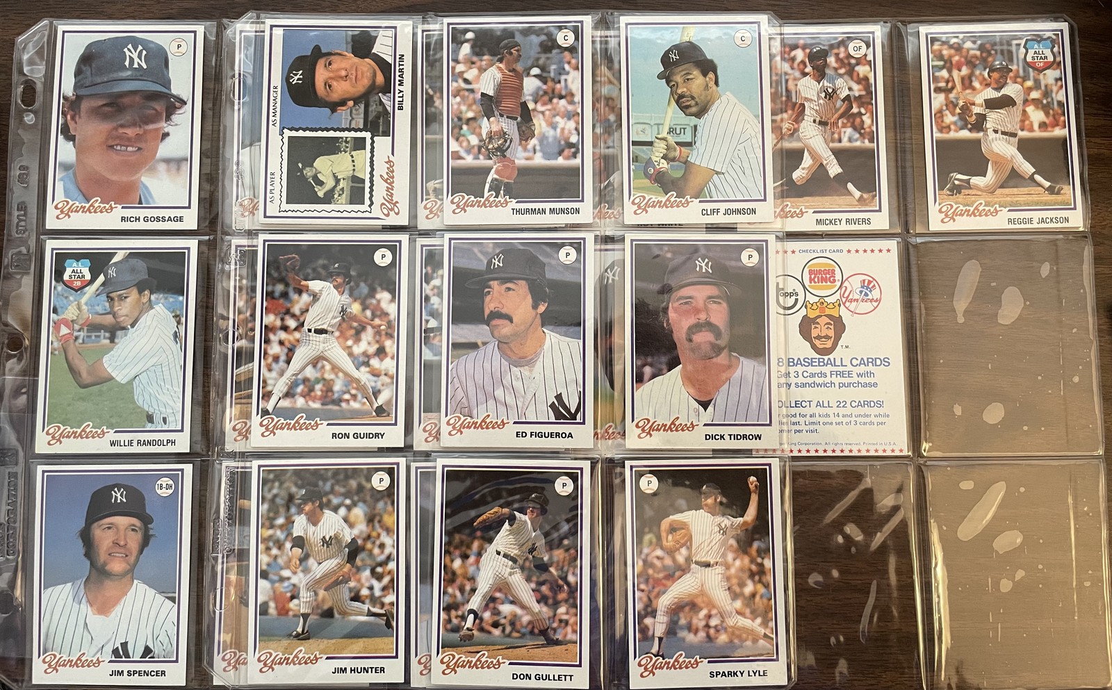 1978 Topps Burger King New York Yankees team set (22+checklist) - NM+ - Munson+