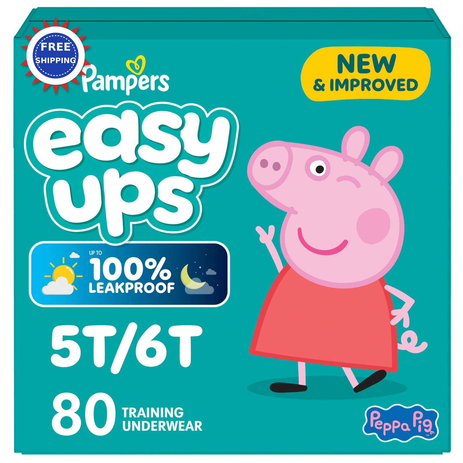 Pants Training Potty Underwear Size 5T-6T 80 Count Peppa Pig Pampers Easy Girls