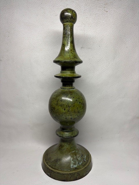 Architectural Finial Green Solid Bass 4" x 11" Staircase / Gate post Vintage